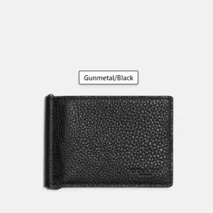 Coach Wallet Black Leather - Slim Money Clip Billfold Wallet
